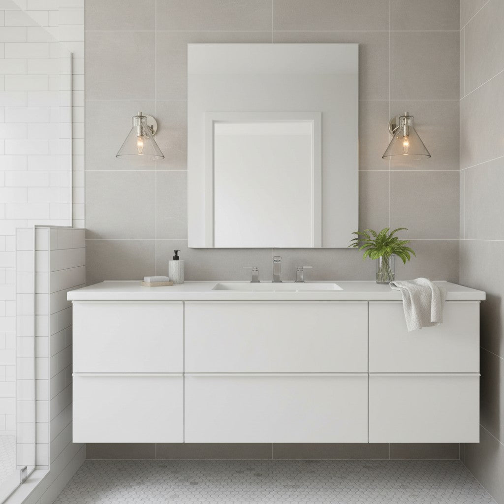 Applique Glavira in vetro riciclato - Lampada moderna per lavabo del bagno | Esilora