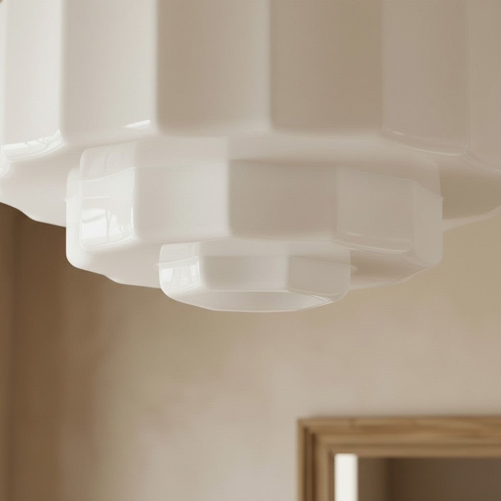 Geotower Glass Tiered Flush Ceiling Light - Vintage Inspired Glass Metal Ceiling Fixture for Home | Esilora