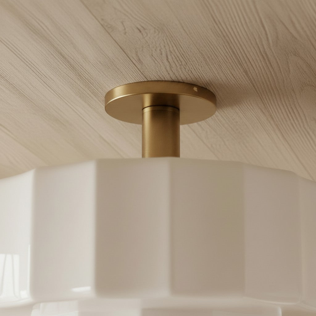 Geotower Glass Tiered Flush Ceiling Light - Vintage Inspired Glass Metal Ceiling Fixture for Home | Esilora