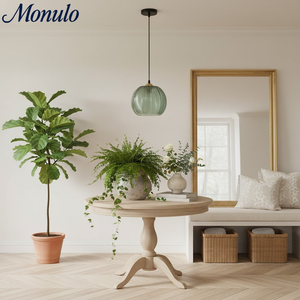 Verdoma Tropical Boho Decorative Glass Pendant Light for Entryway or Hallway | Esilora