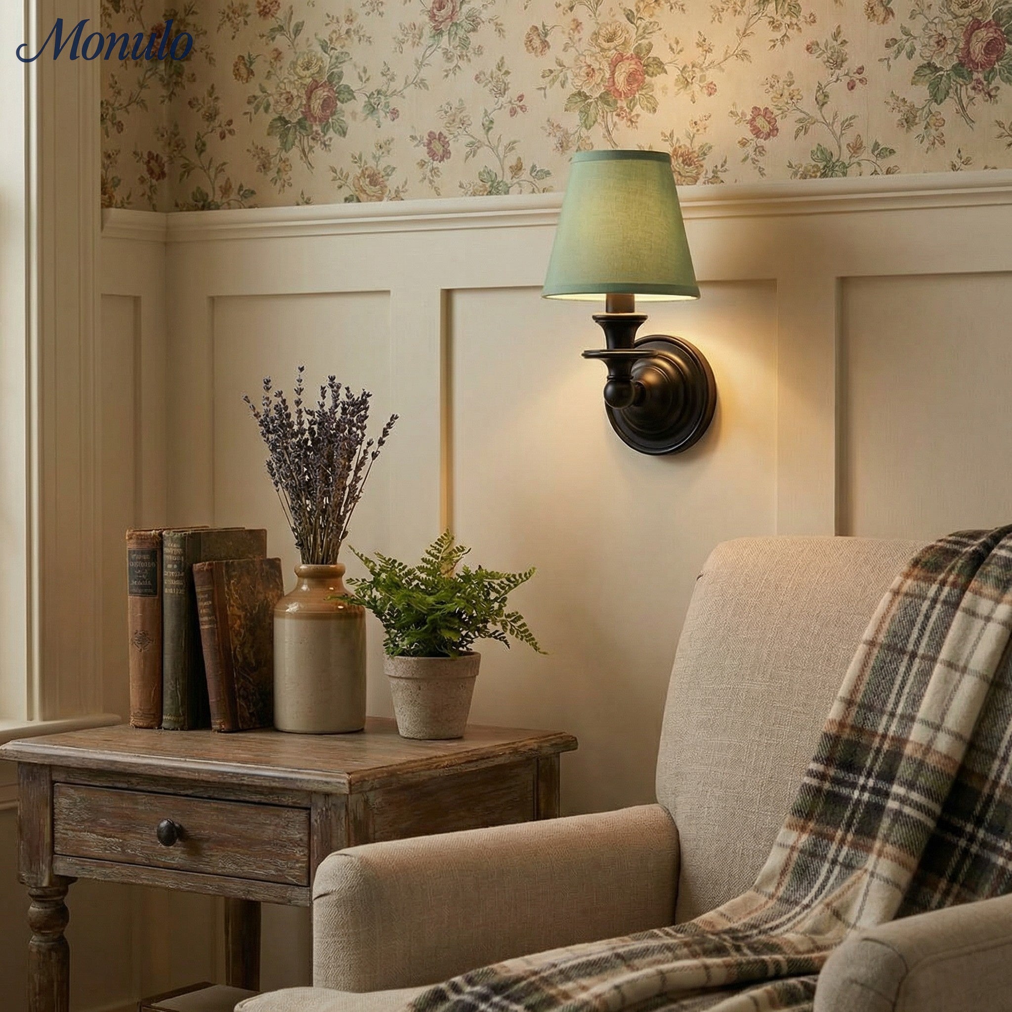 Rowan Drum Shade Wall Sconce – Fabric Sconce Light for Cozy Cottage Lighting | Esilora