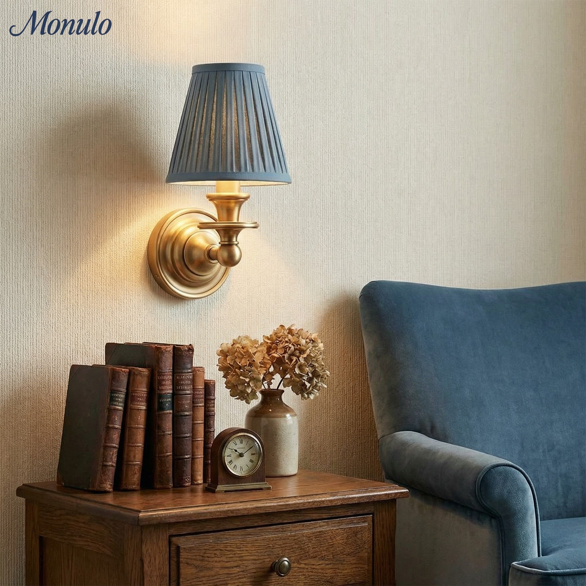 Rowan Drum Shade Wall Sconce – Fabric Sconce Light for Cozy Cottage Lighting | Esilora