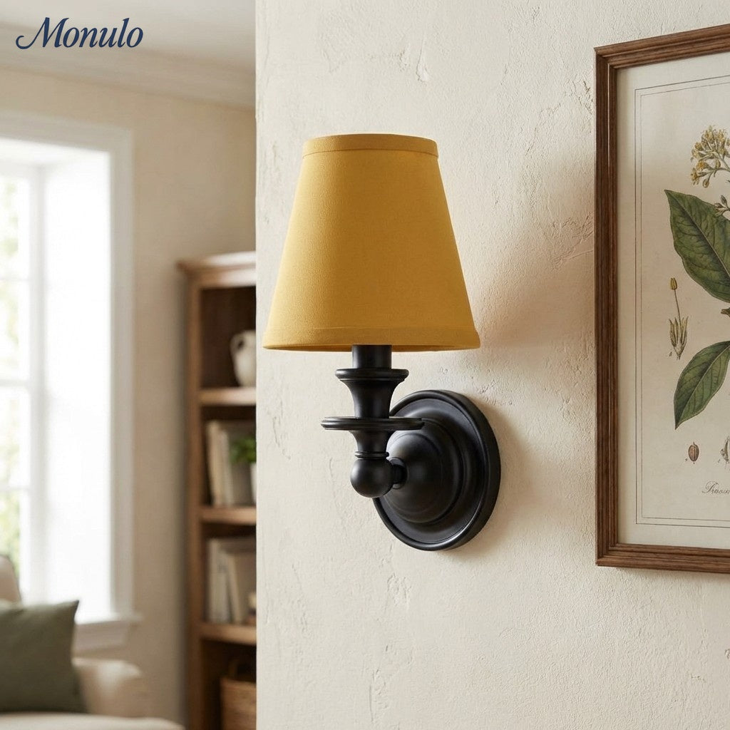 Rowan Drum Shade Wall Sconce – Fabric Sconce Light for Cozy Cottage Lighting | Esilora