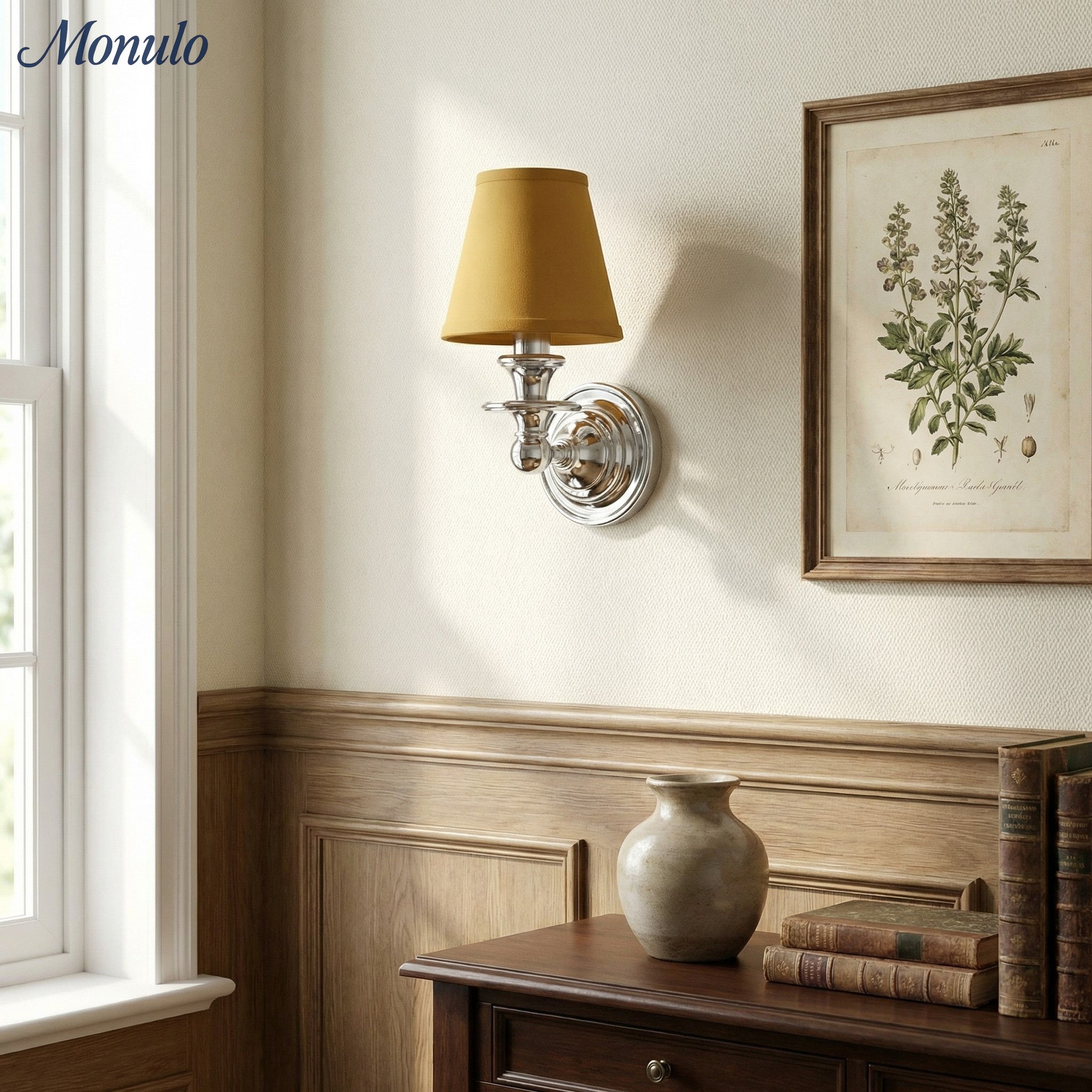 Rowan Drum Shade Wall Sconce – Fabric Sconce Light for Cozy Cottage Lighting | Esilora