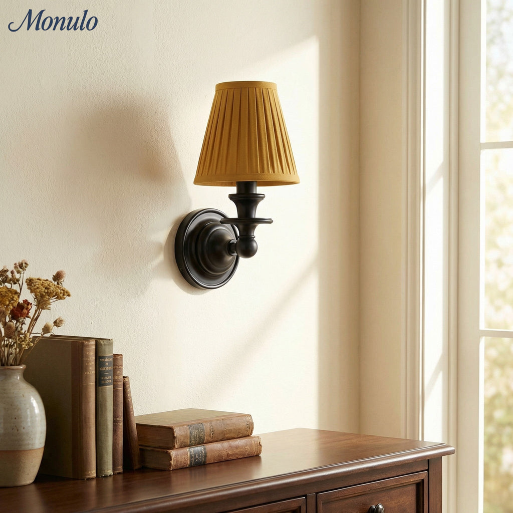 Rowan Drum Shade Wall Sconce – Fabric Sconce Light for Cozy Cottage Lighting | Esilora