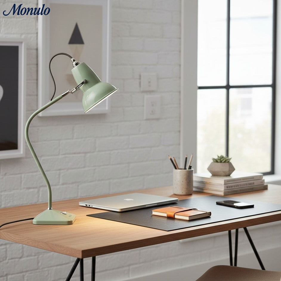 Modryx Pyramid Base Mini Table Lamp - Vintage Metal for Desk | Esilora