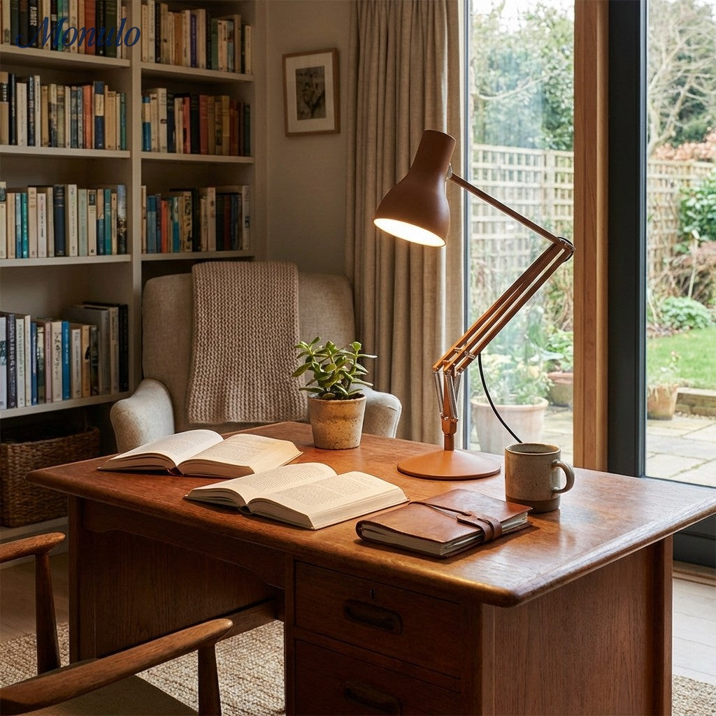 Modryx moderne schwenkbare Schreibtischlampe mit klaren Linien - minimalistische Arbeitsleuchte für Schreibtisch und Nachttisch | Esilora