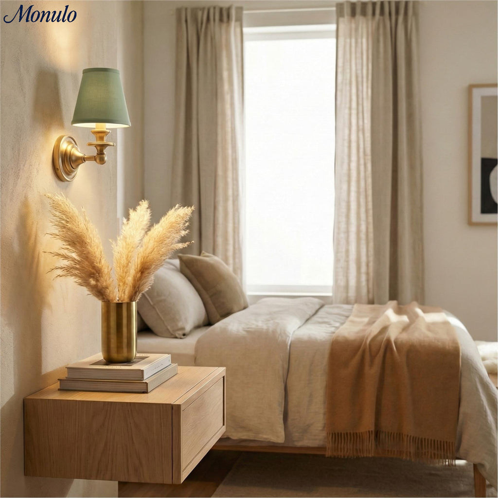 Rowan Drum Shade Wall Sconce – Fabric Sconce Light for Cozy Cottage Lighting | Esilora