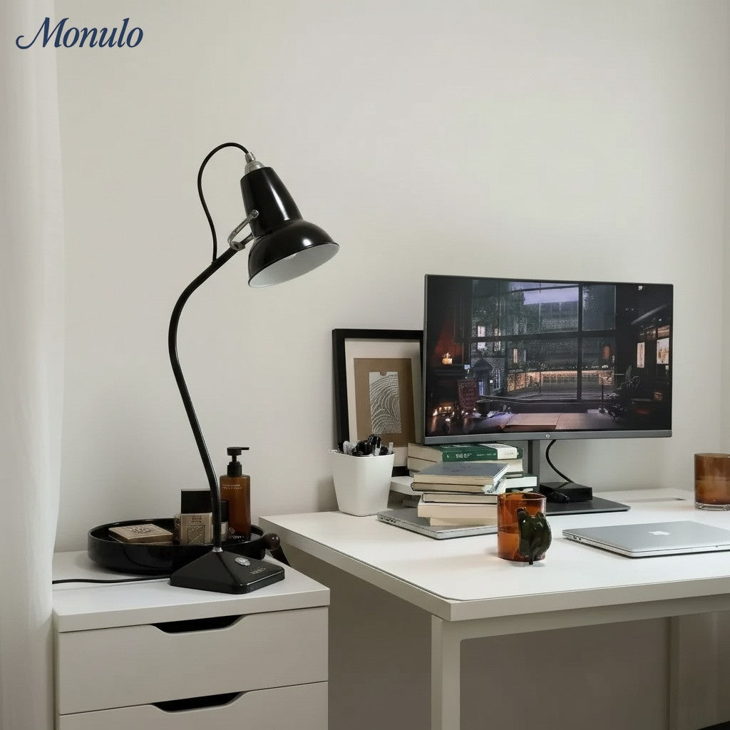 Modryx Pyramid Base Mini Table Lamp - Vintage Metal for Desk | Esilora