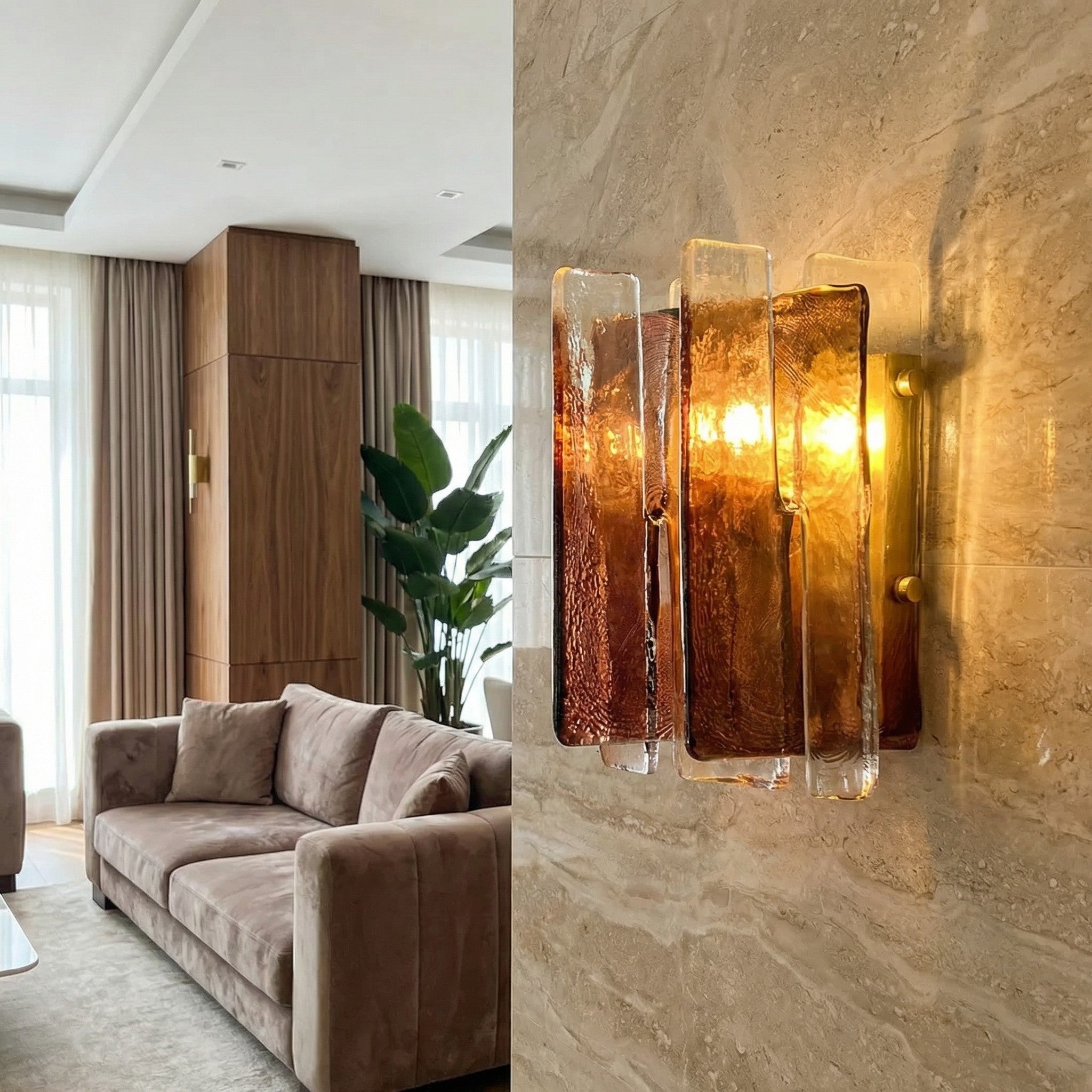 Verdura Architectural Wall Mounted Lamp with Glass Panel Design | Esilora