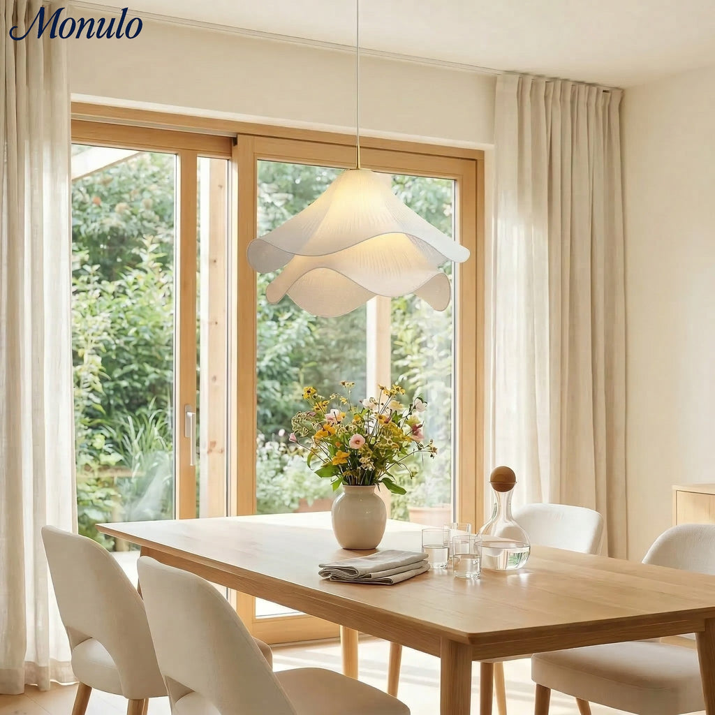 Oslan Contemporary Fabric Double-Layer Pleated Pendant – Bedroom or Café | Esilora
