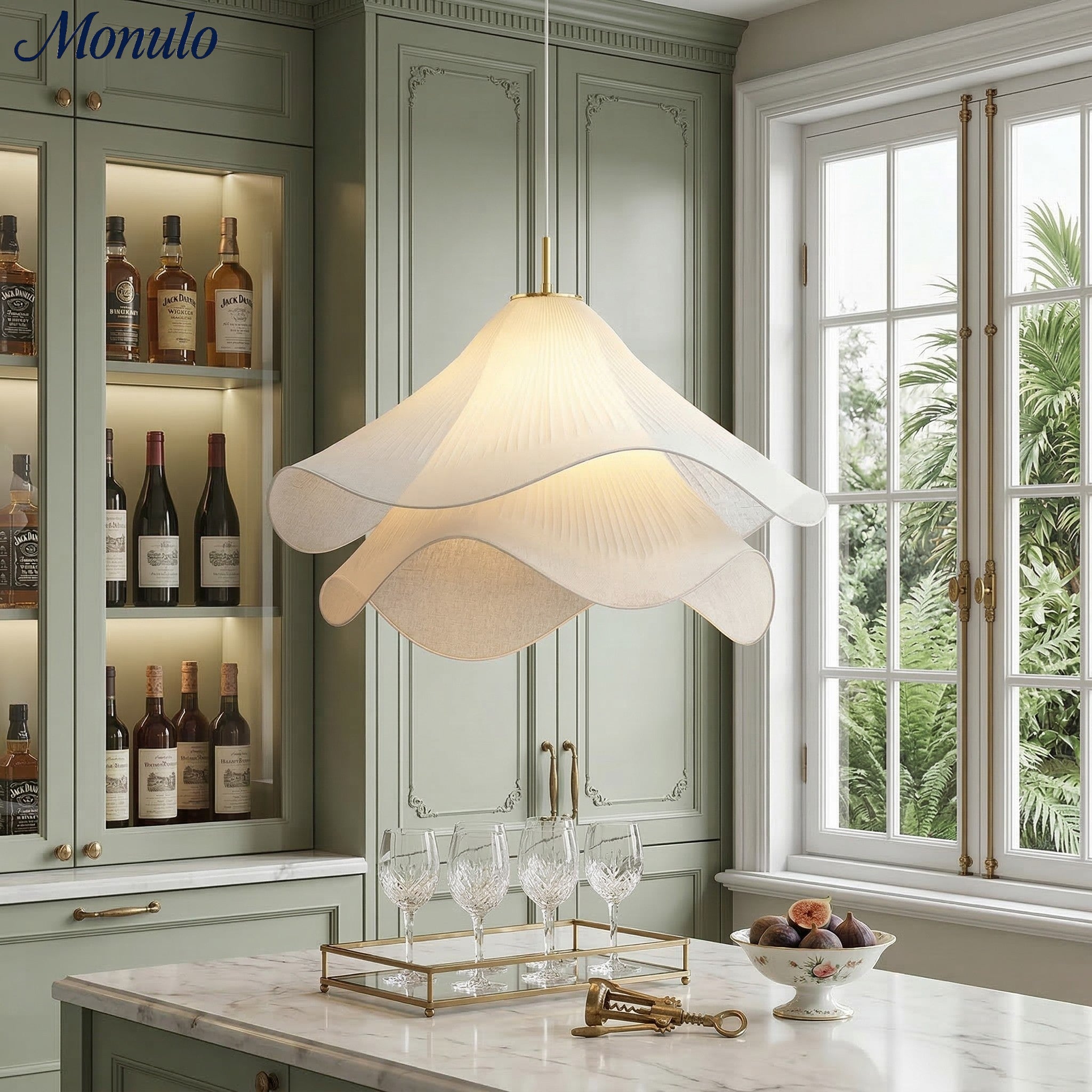 Oslan Contemporary Fabric Double-Layer Pleated Pendant – Bedroom or Café | Esilora
