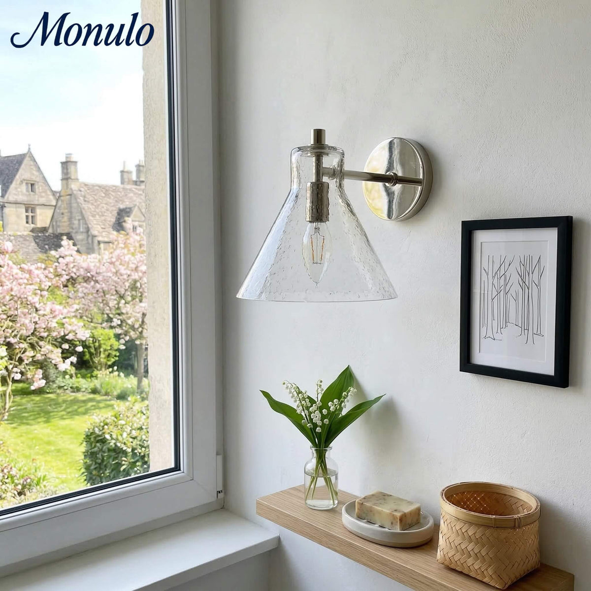 Applique Glavira in vetro riciclato - Lampada moderna per lavabo del bagno | Esilora