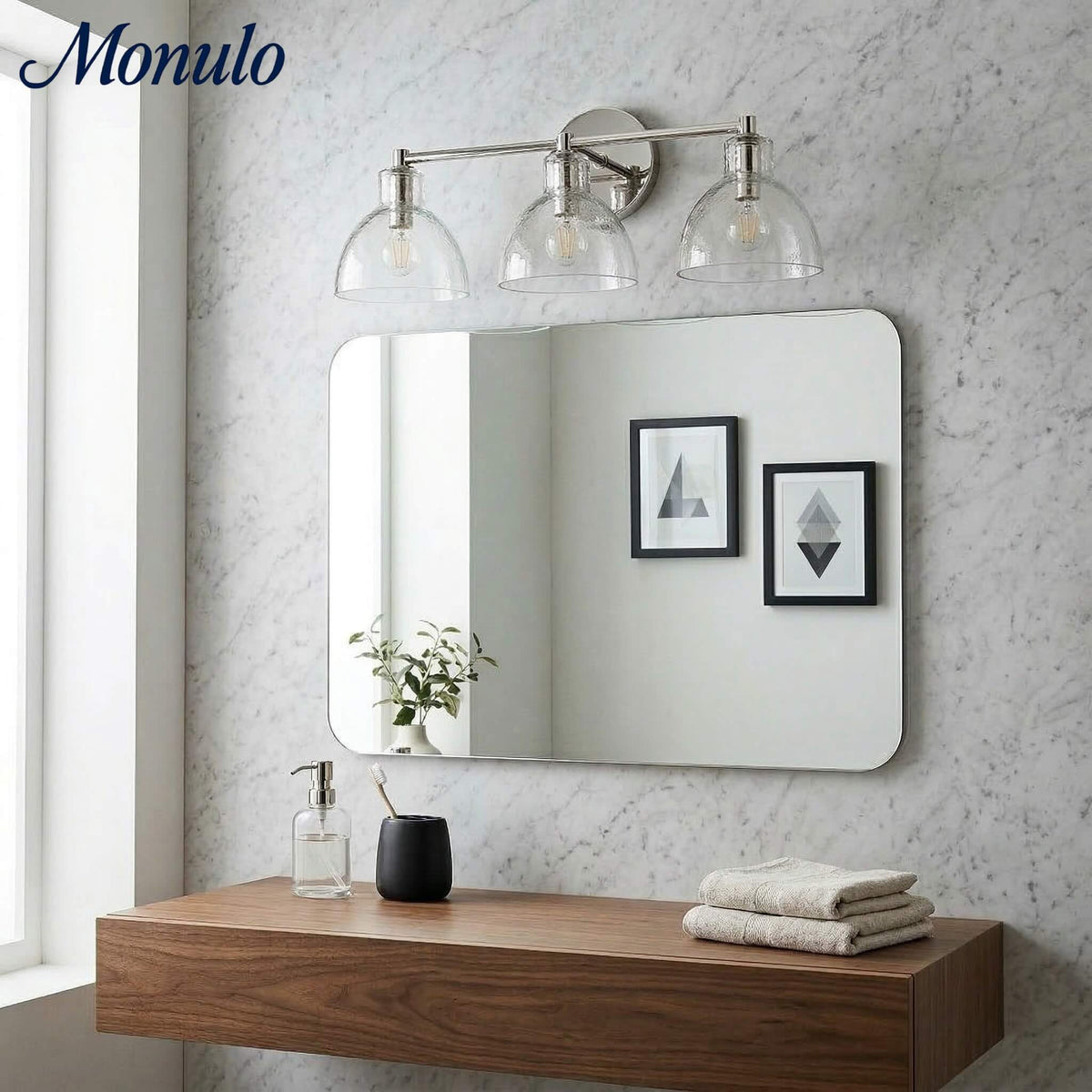 Applique Glavira in vetro riciclato - Lampada moderna per lavabo del bagno | Esilora
