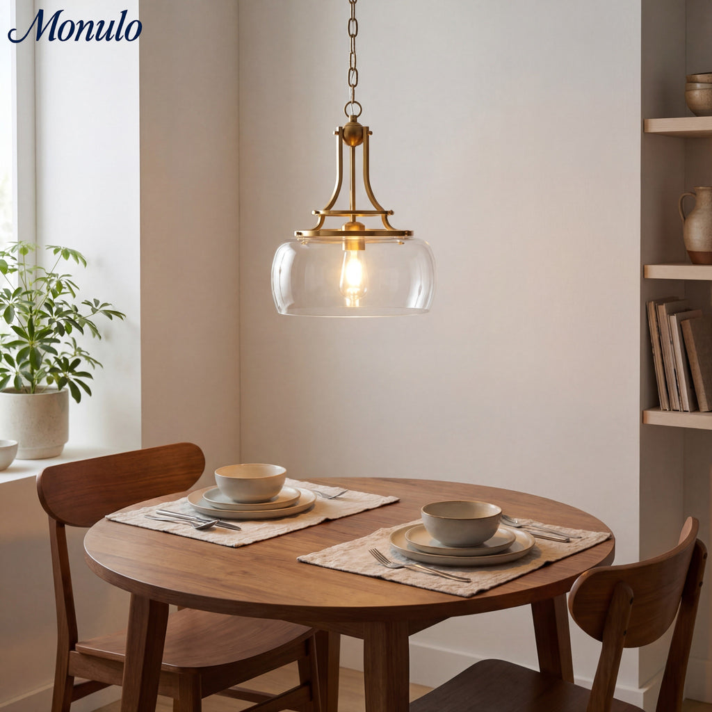 Lirra Clear Glass Dome Pendant Light - Vintage Industrial Style for Entryway U10 | Esilora