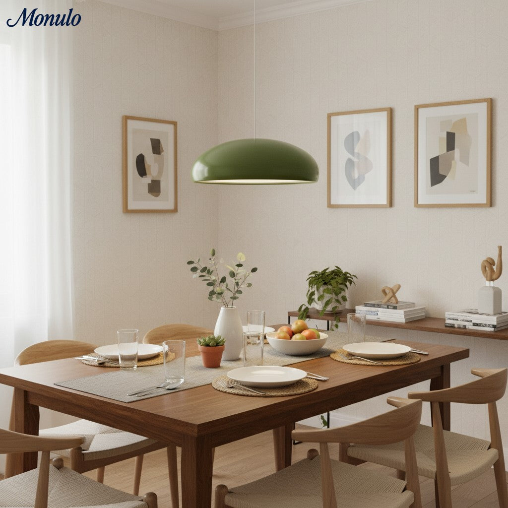 Lámpara colgante Haelen con forma de cuenco colorido - pantalla metálica moderna para comedor | Esilora