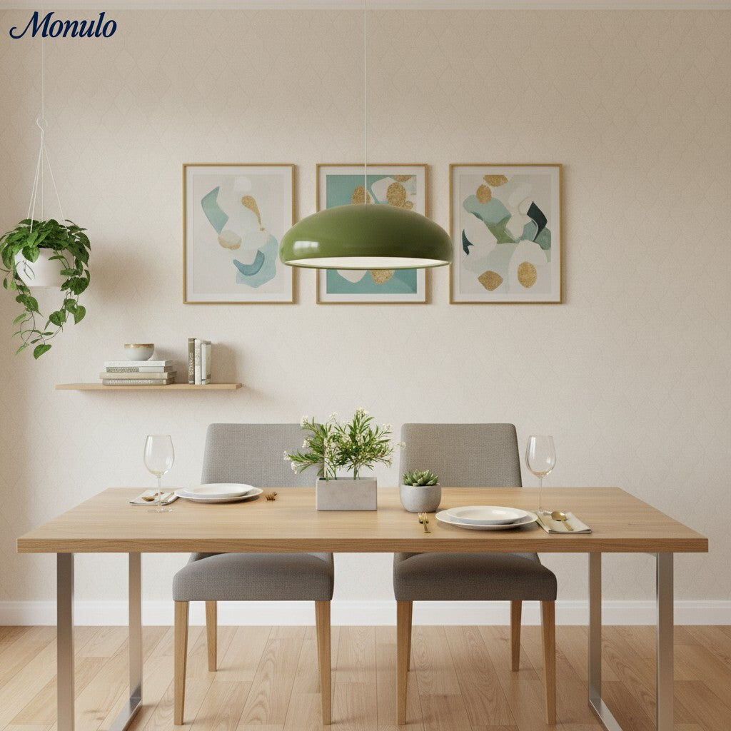 Lámpara colgante Haelen con forma de cuenco colorido - pantalla metálica moderna para comedor | Esilora