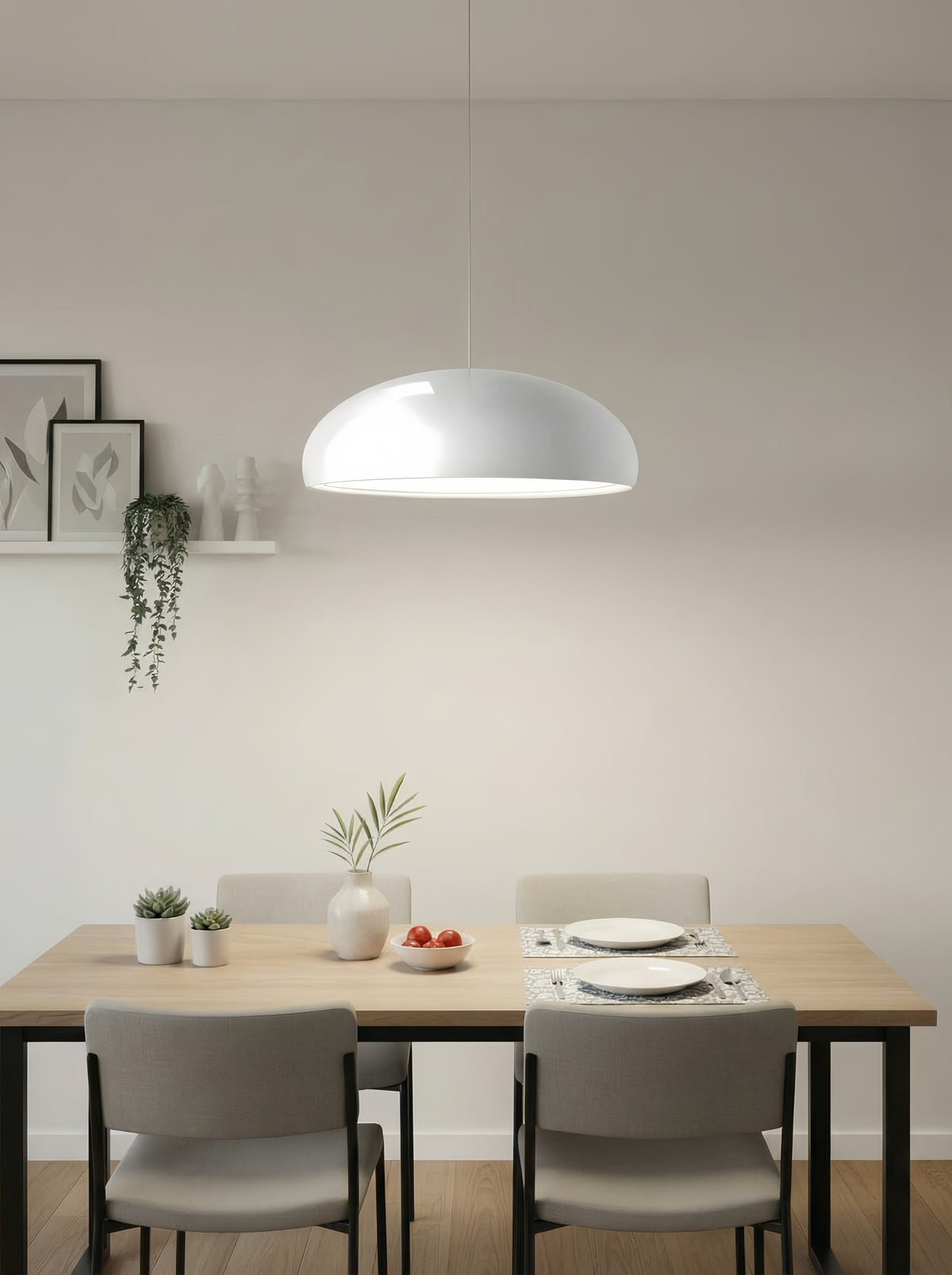 Lámpara colgante Haelen con forma de cuenco colorido - pantalla metálica moderna para comedor | Esilora