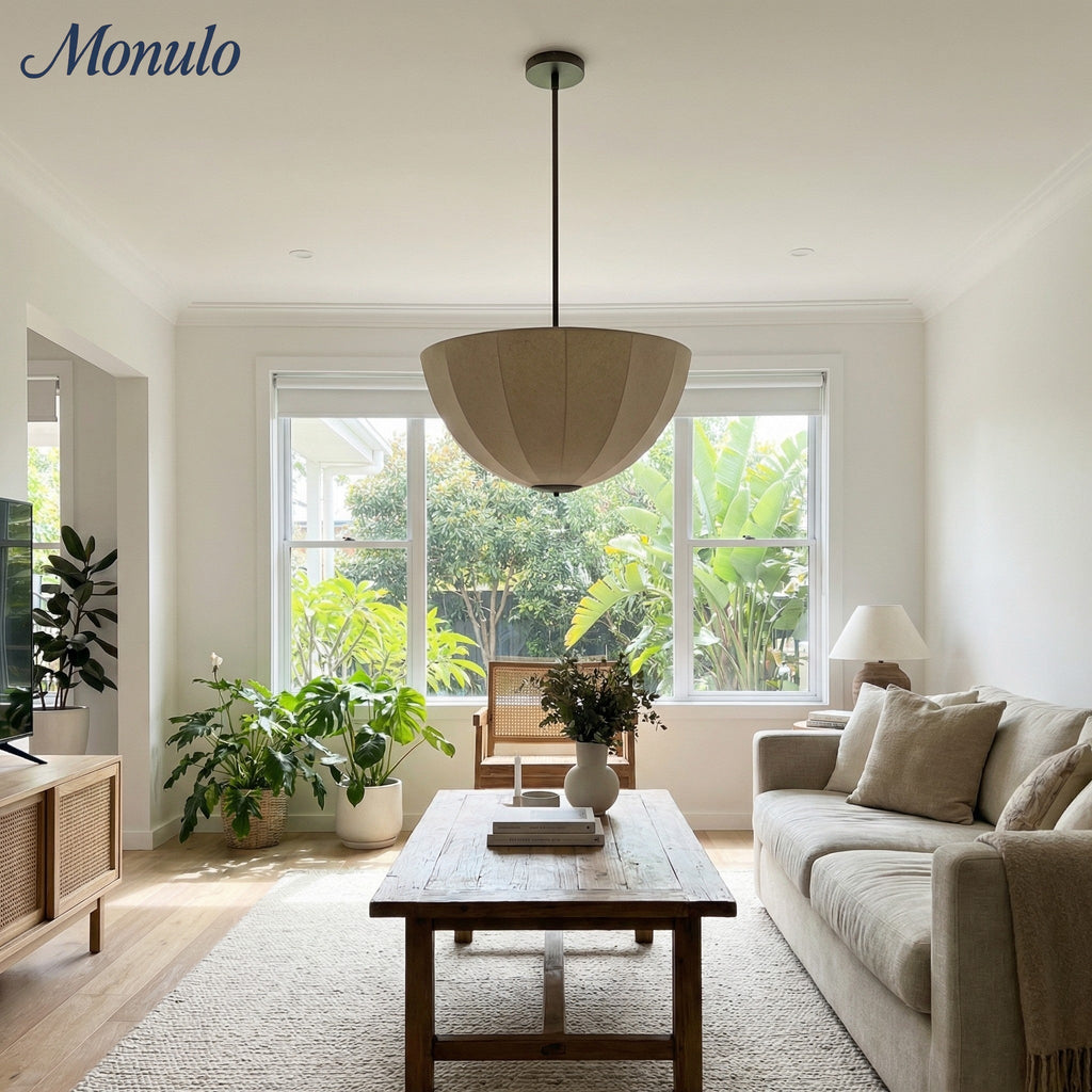 Lumarys Sculptural Fabric-Wrapped Pendant Light Organic Botanical Style for Living Room | Esilora