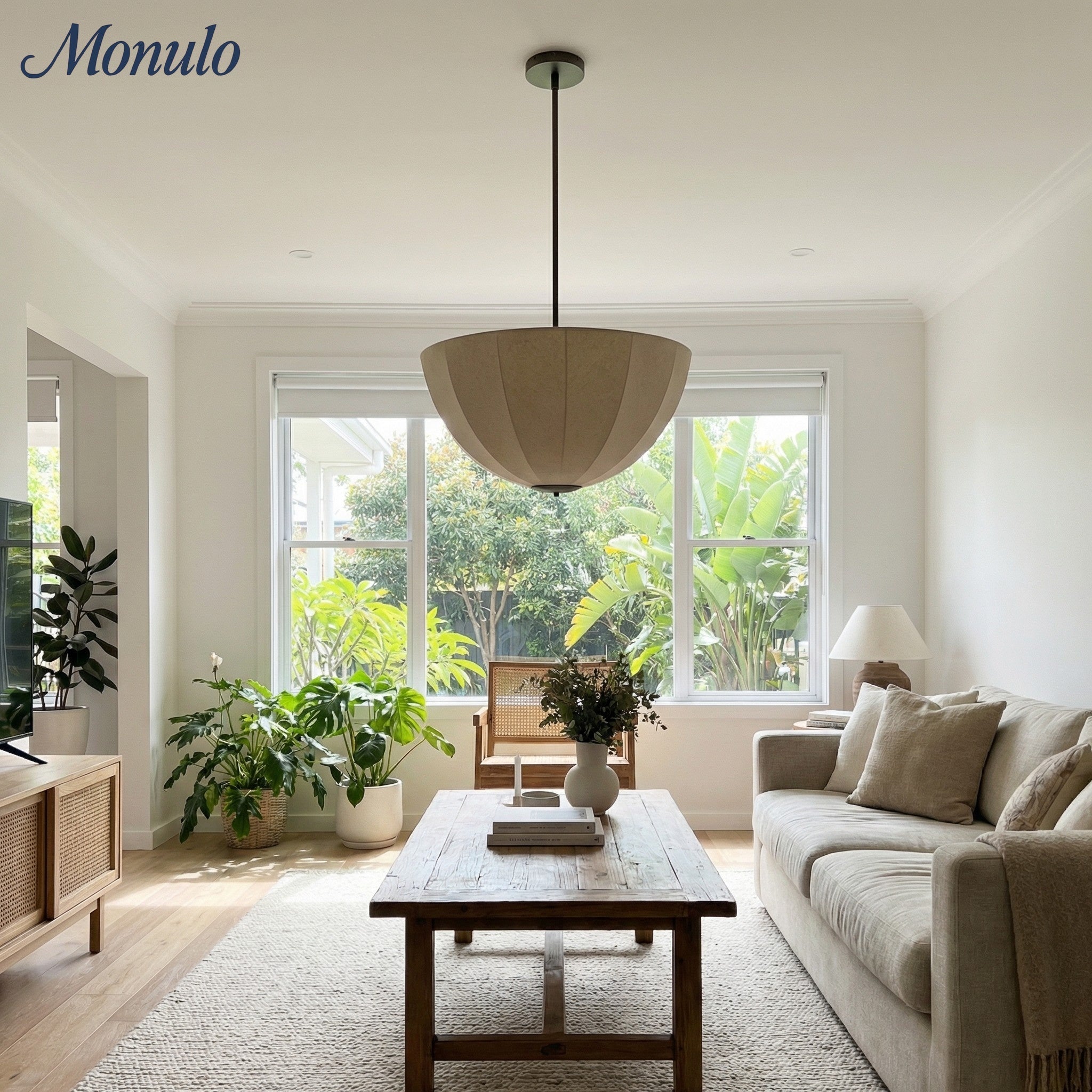 Lumarys Sculptural Fabric-Wrapped Pendant Light Organic Botanical Style for Living Room | Esilora