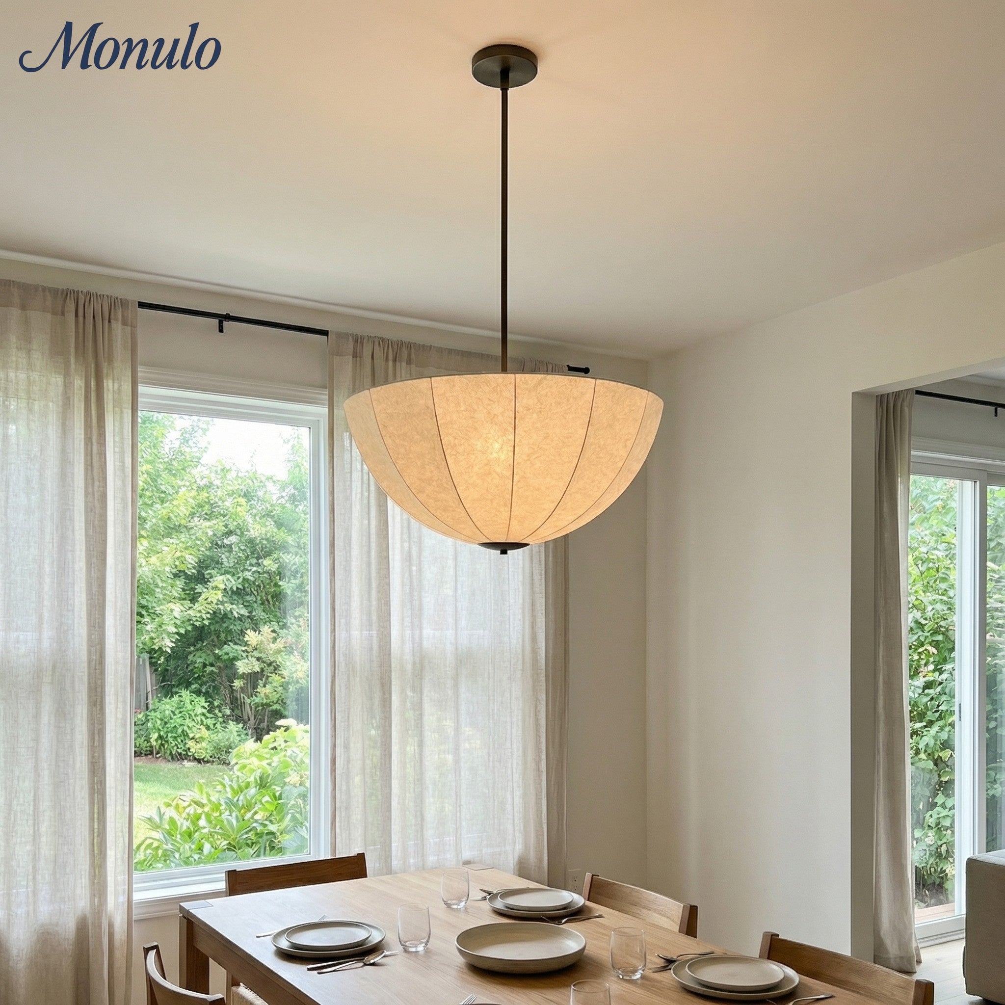 Lumarys Sculptural Fabric-Wrapped Pendant Light Organic Botanical Style for Living Room | Esilora