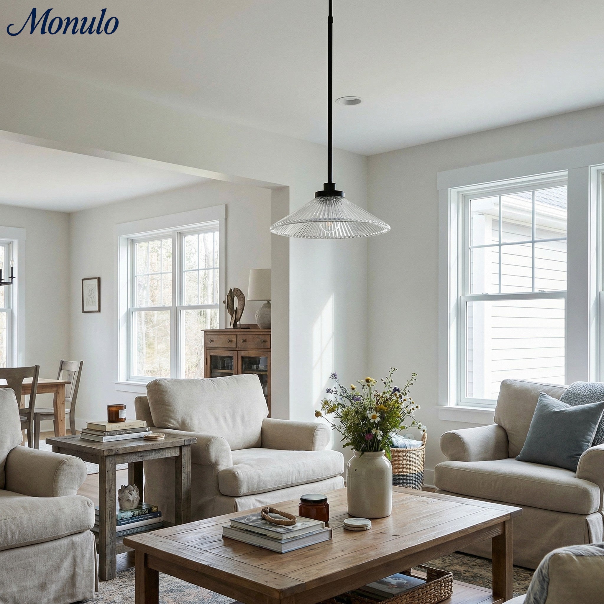 Bravira Ribbed Glass Pendant Light – Brass And Glass Pendant Light With Farmhouse Pendant Light Flair | Esilora