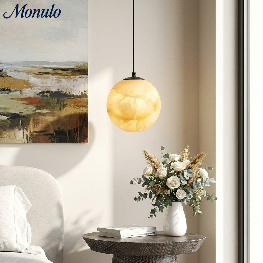 Nordic Minimalist Alabaster Pendant Light | Esilora