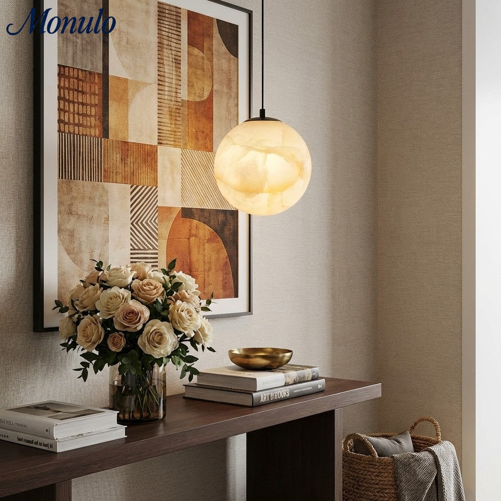 Nordic Minimalist Alabaster Pendant Light | Esilora