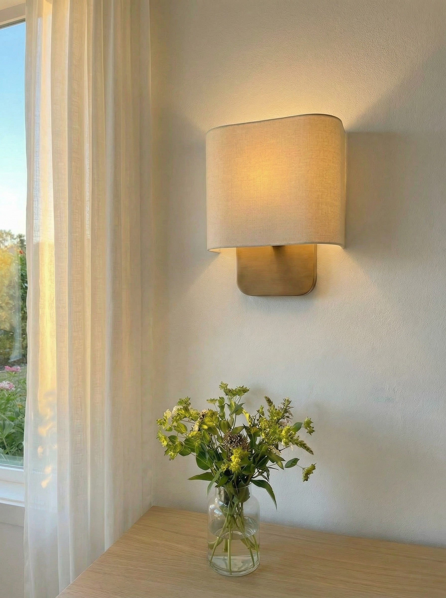 Nolvara Aleena Soft Fabric Luxe Metal Fabric Wall Sconce for Bedroom Reading Light | Esilora