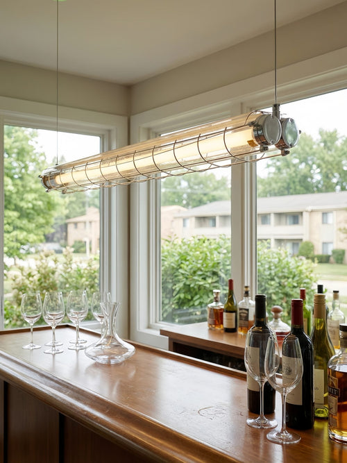 Artisan Glass Linearity Chandelier Iron Metal Glass Polished Silver Finish | Esilora