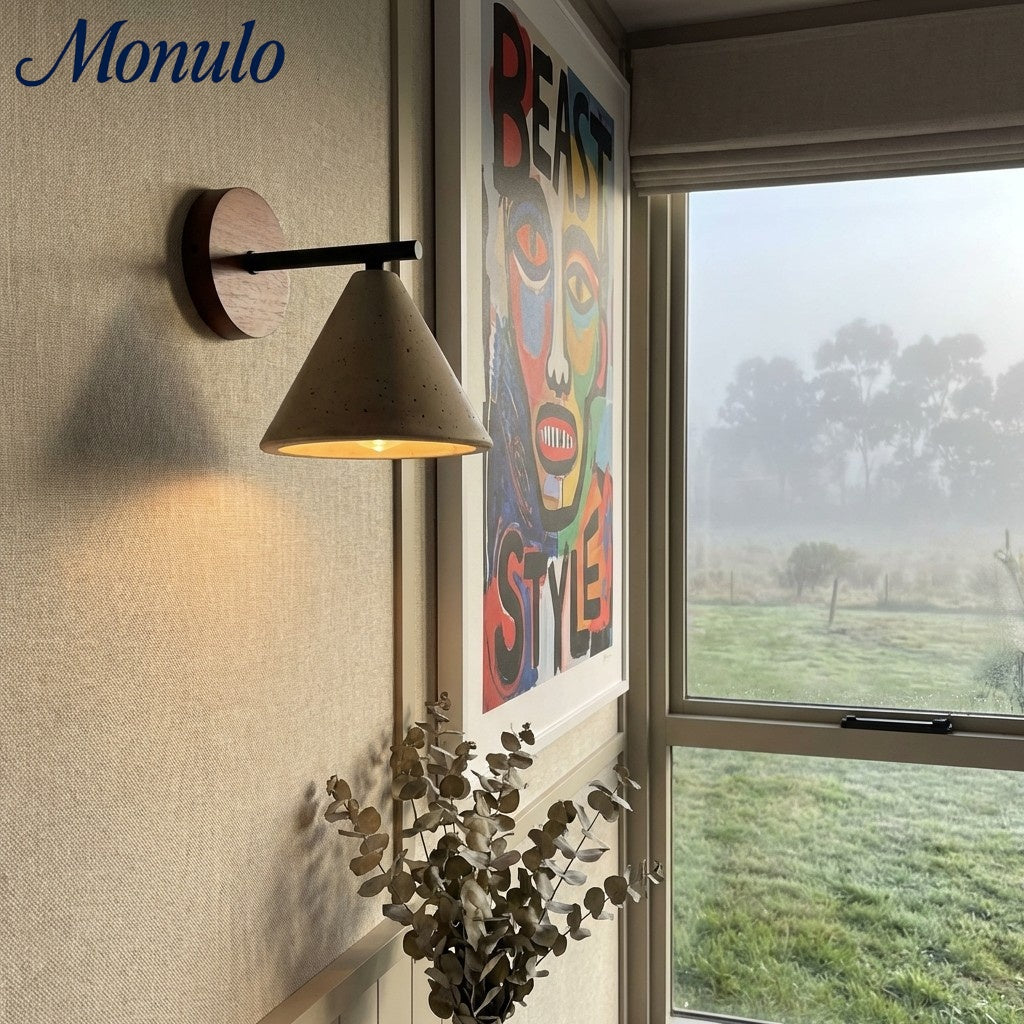 Modern Tapered Travertine Wall Sconce - Minimalist Accent Lighting for Bedroom | Esilora