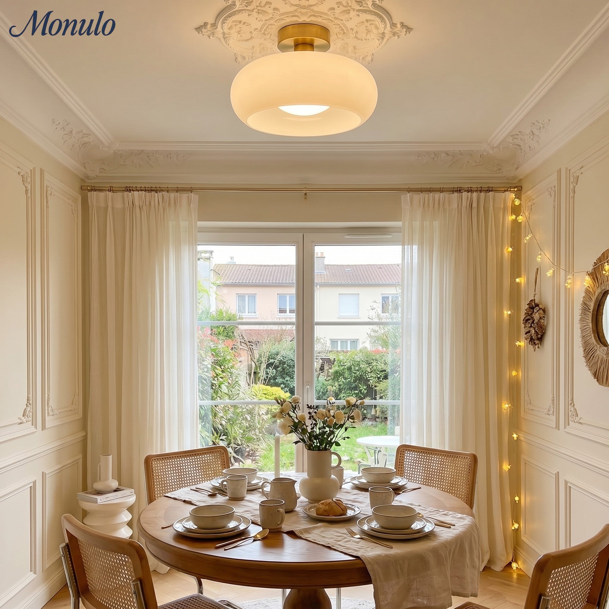 Retro Brass Bauhaus Glass Disc Ceiling Lamp | Esilora