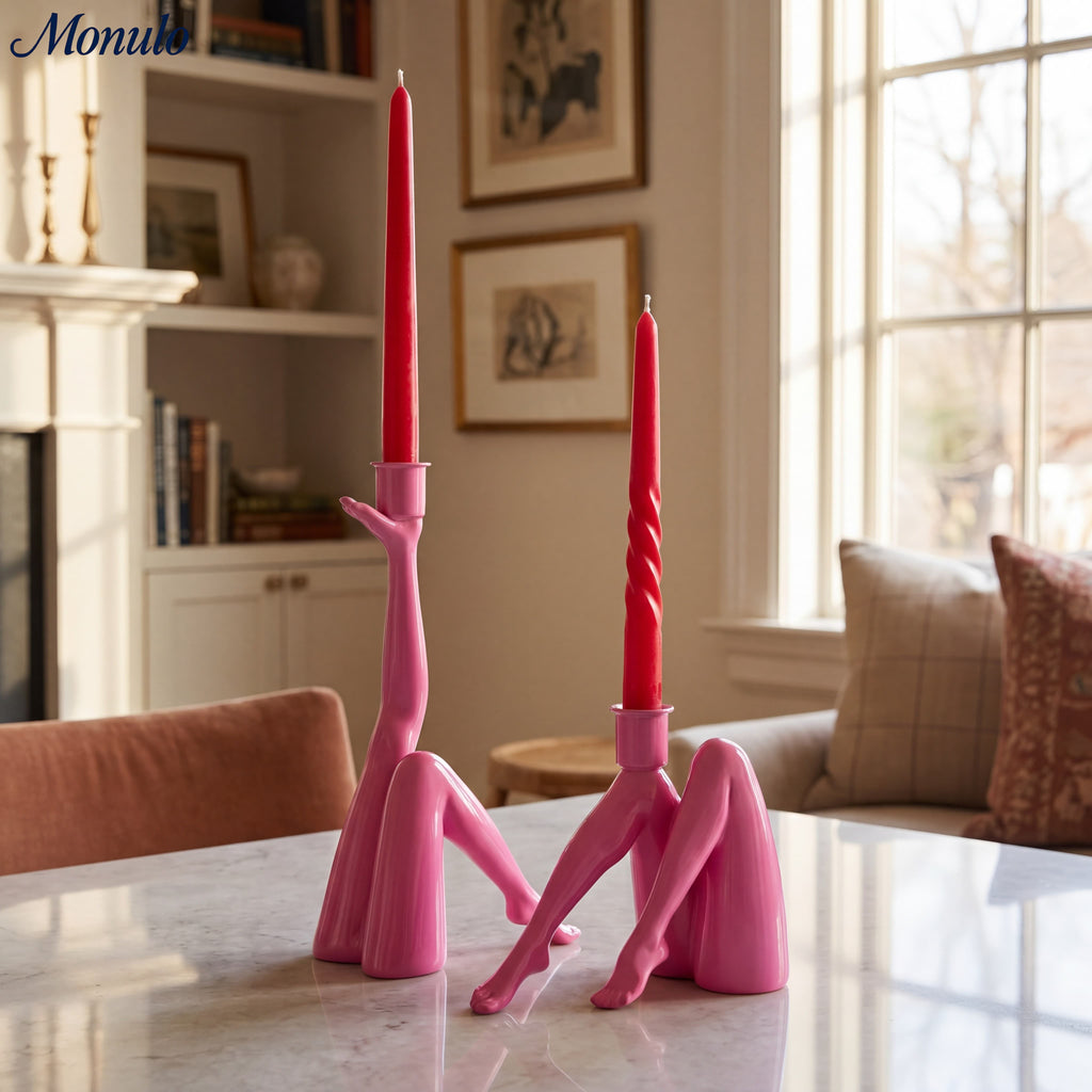 Bougeoir décoratif Kickra avec base sculpturale à pieds dorés - Décoration pour salle à manger et salon | Esilora