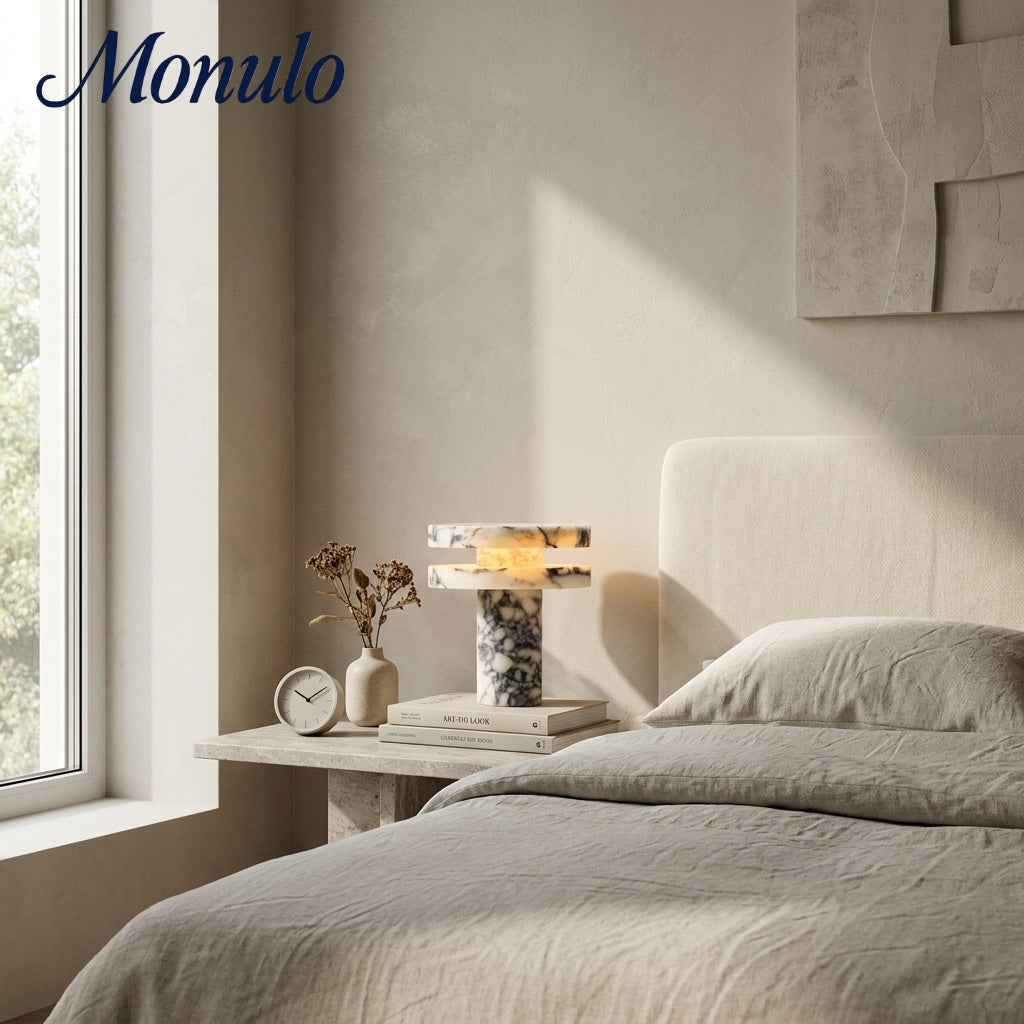 Modern Sculptural Table Lamp with Cylindrical Base Design for Bedroom Bedside and Living Room Use | Esilora
