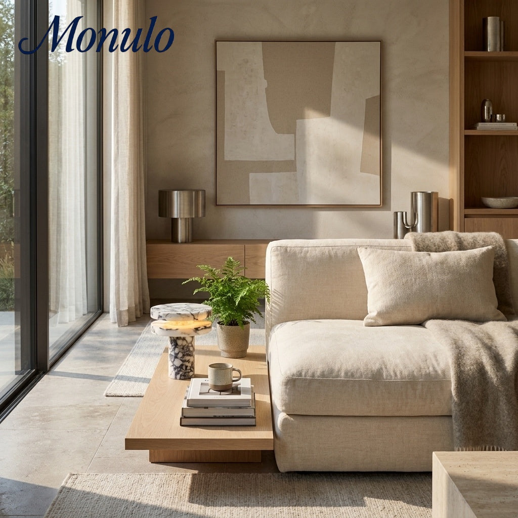Modern Sculptural Table Lamp with Cylindrical Base Design for Bedroom Bedside and Living Room Use | Esilora