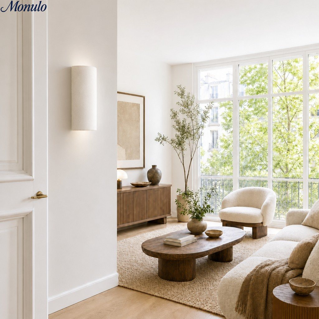Linbron Natural Linen Sconce – Diffused Glow for Open Concept Living Spaces | Esilora