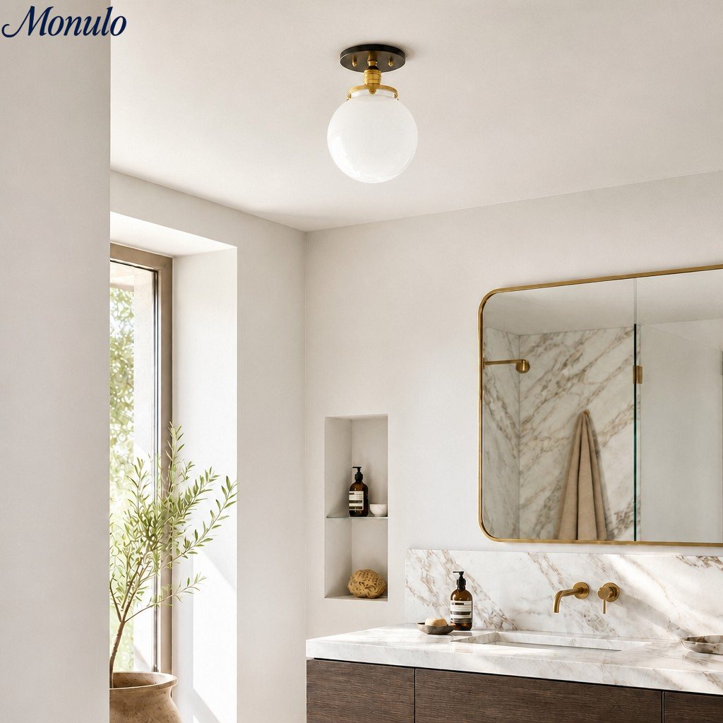Glorica Opalglas-Halbdeckenleuchte – moderne Mid-Century-Leuchte für das Wohnzimmer | Esilora