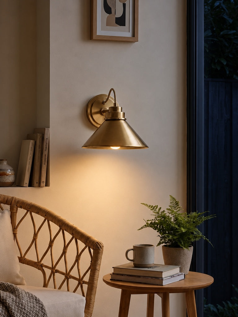 Aurenza Curved Arm Globe Wall Sconce – Modern Industrial Wall Lamp for Bathroom, Bedroom, and Hallway | Esilora