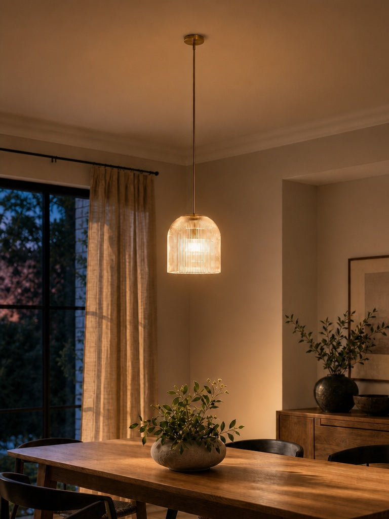 Bravira Ribbed Glass Pendant Light – Brass And Glass Pendant Light With Farmhouse Pendant Light Flair | Esilora