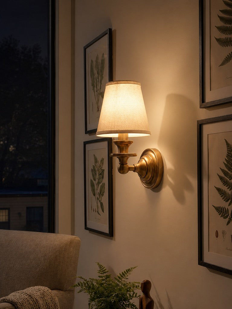 Rowan Drum Shade Wall Sconce – Fabric Sconce Light for Cozy Cottage Lighting | Esilora