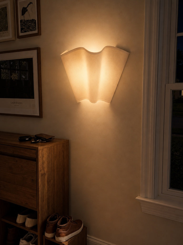 Oslan Scalloped Wall Sconce - Classic Linen Shade Modern Accent | Esilora