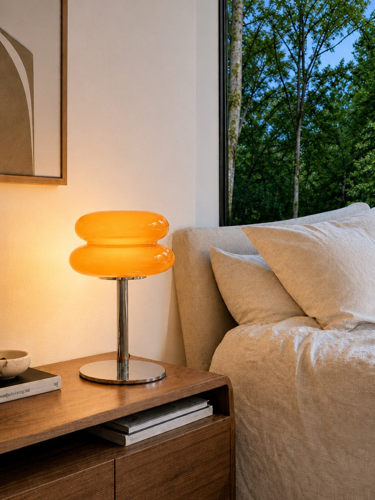 Glasentro Bauhaus-bordslampa med geometrisk glasdesign, modern accent för vardagsrum N12 | Esilora