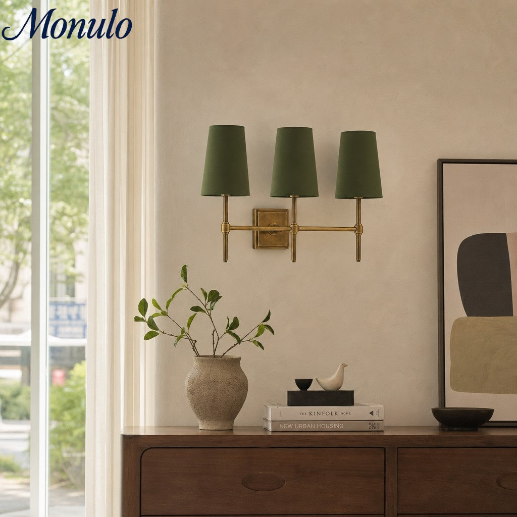 Rowan Elegant White-Linen Shade Wall Lamp – Retro Metal Wall Light for Bedroom & Hallway | Esilora