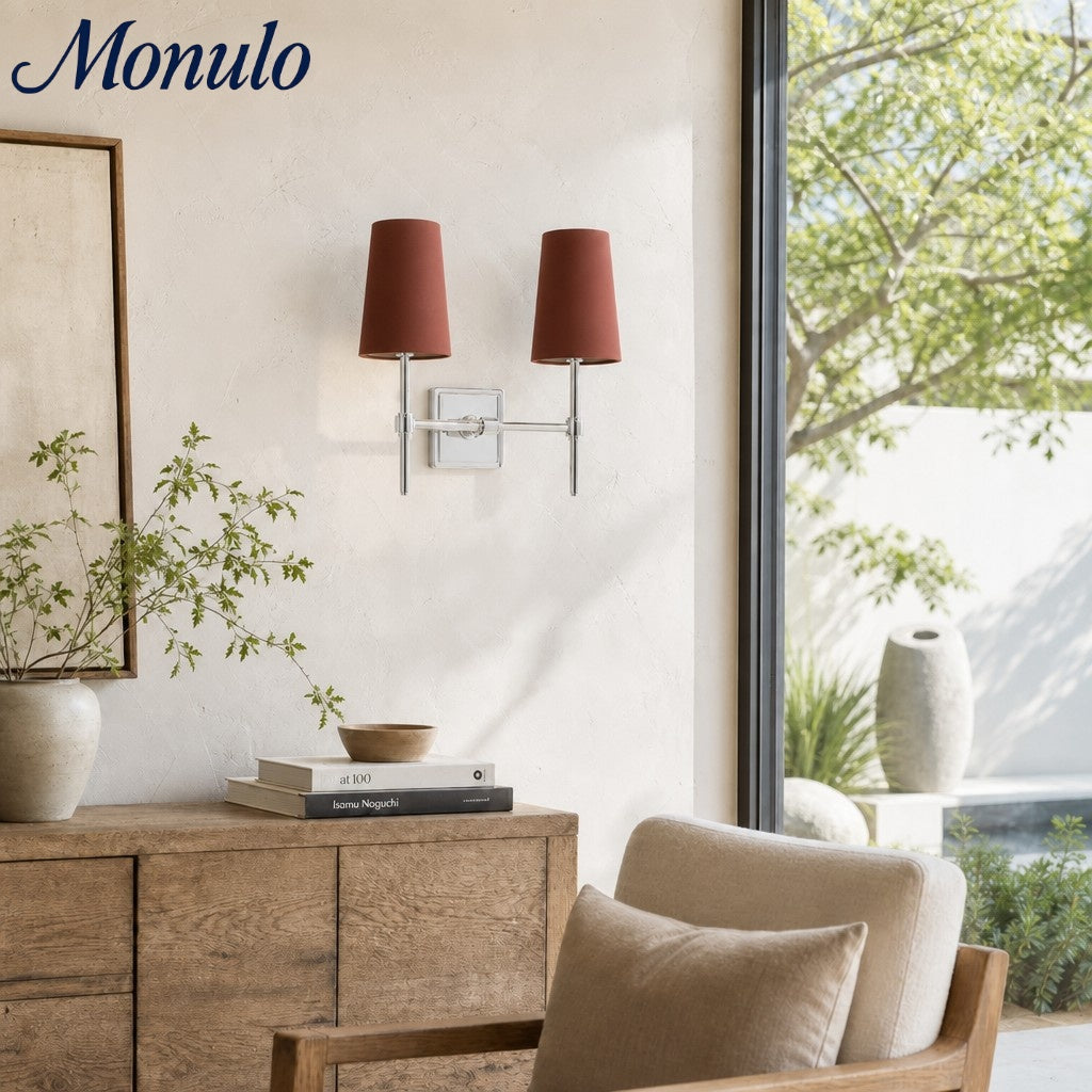 Rowan Elegant White-Linen Shade Wall Lamp – Retro Metal Wall Light for Bedroom & Hallway | Esilora