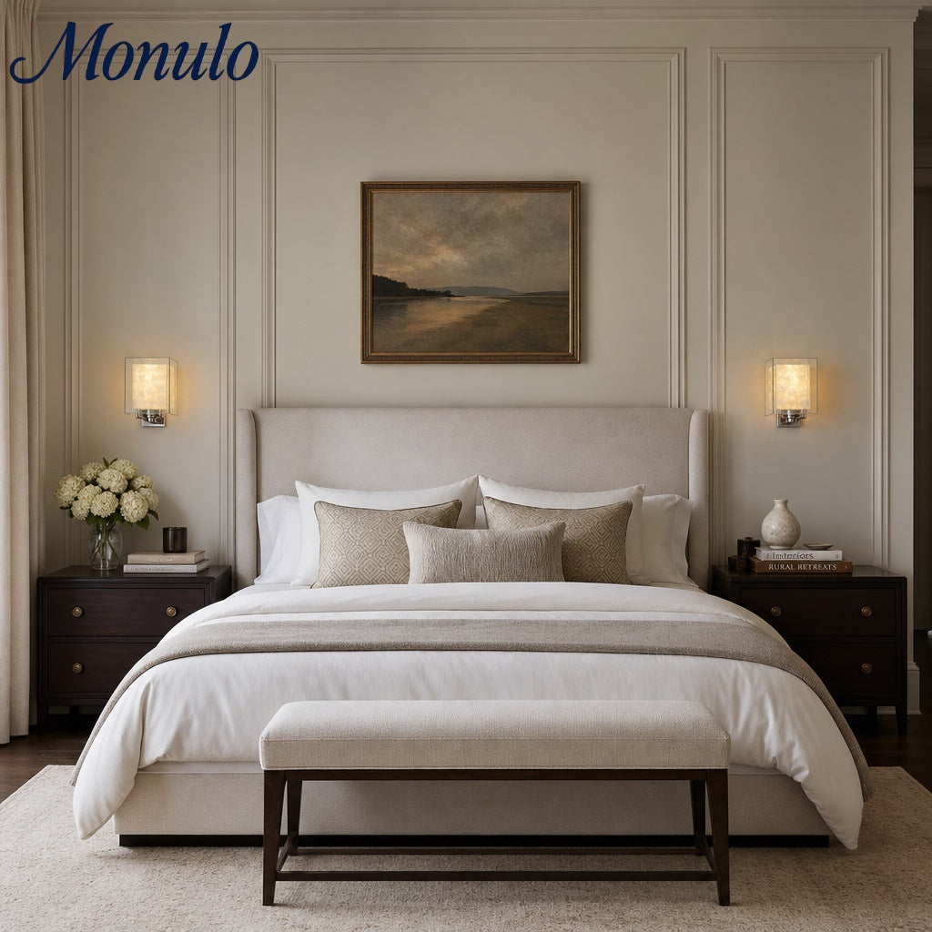 Lámpara de pared moderna con pantalla de vidrio geométrica para dormitorios y pasillos | Esilora