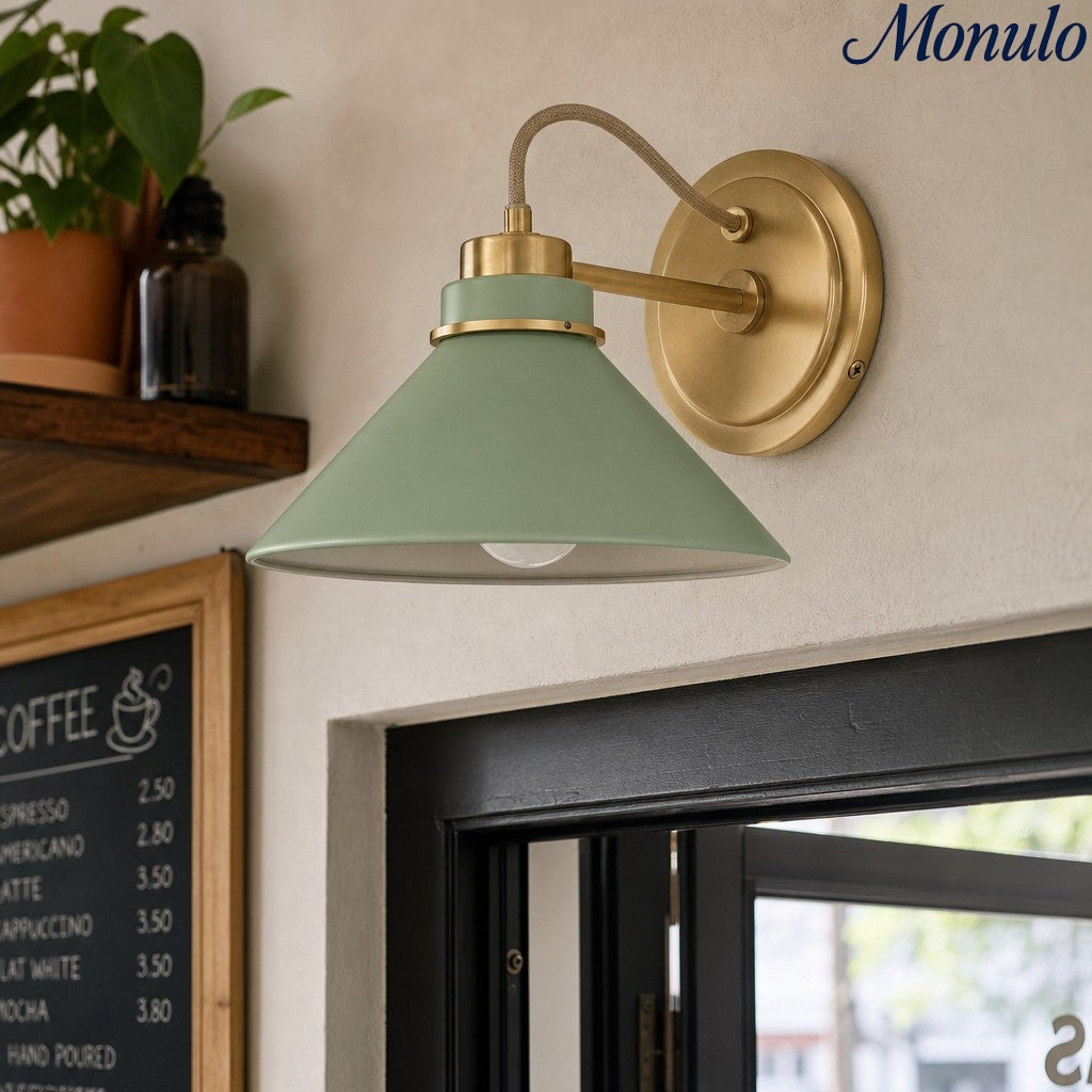 Aurenza Curved Arm Globe Wall Sconce – Modern Industrial Wall Lamp for Bathroom, Bedroom, and Hallway | Esilora
