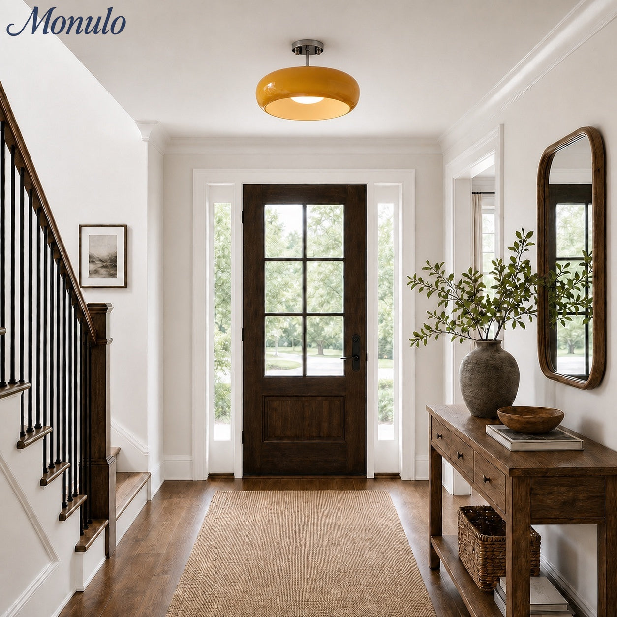 Retro Brass Bauhaus Glass Disc Ceiling Lamp | Esilora