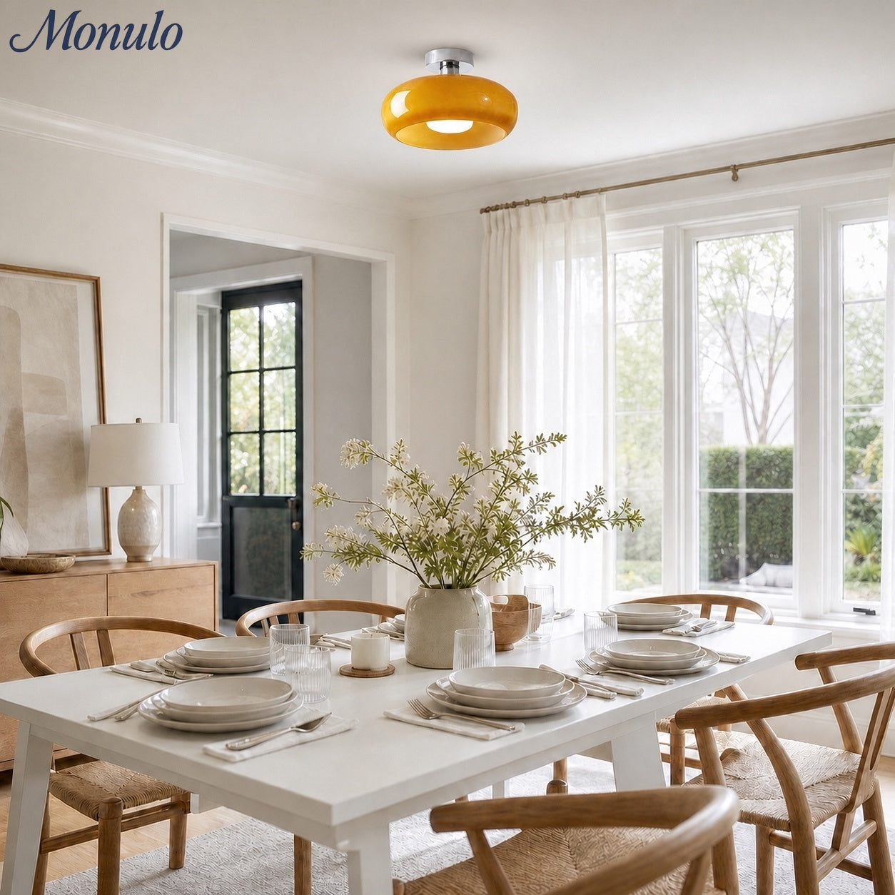 Retro Brass Bauhaus Glass Disc Ceiling Lamp | Esilora