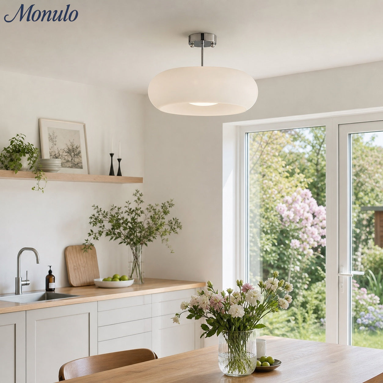 Retro Brass Bauhaus Glass Disc Ceiling Lamp | Esilora