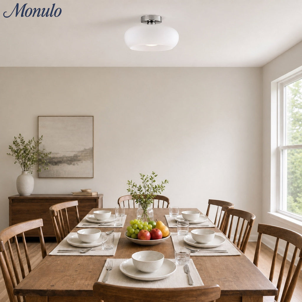 Retro Brass Bauhaus Glass Disc Ceiling Lamp | Esilora